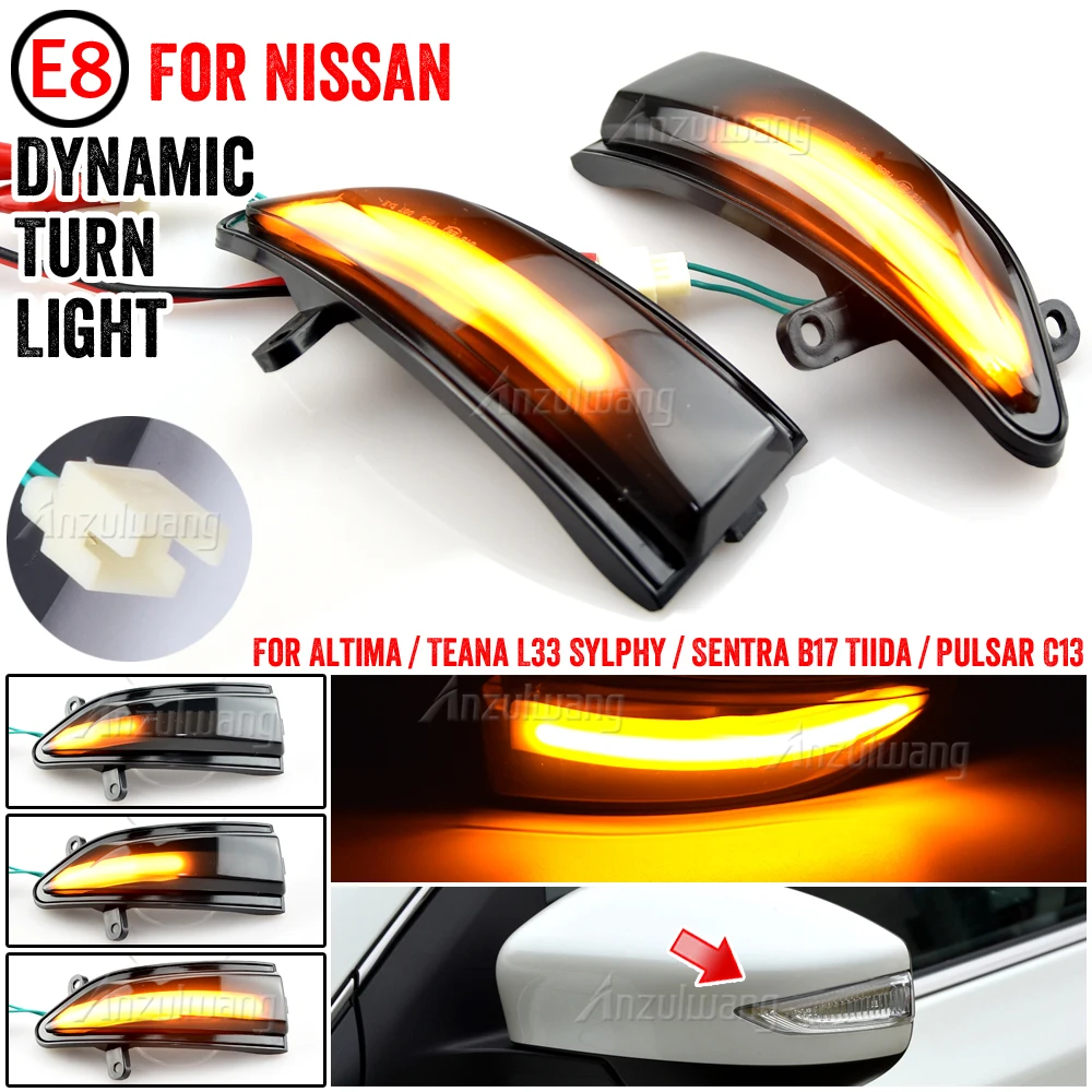 

2pcs For Nissan Altima Teana L33 2013 2018 Sylphy Sentra B17 Tiida Pulsar C13 LED Dynamic Turn Signal Light Mirror blinker arrow