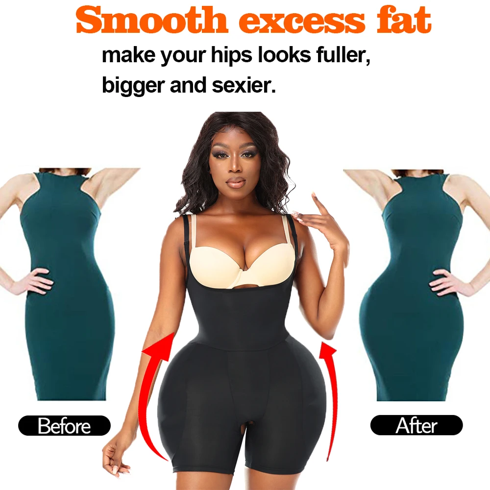 SEXYWG Hip Shapewear Bodysuit Women Body Shaper Butt Lifter Bodysuit Tummy Control Hip Enhancer Push Up Bodysuit with Hip Pads