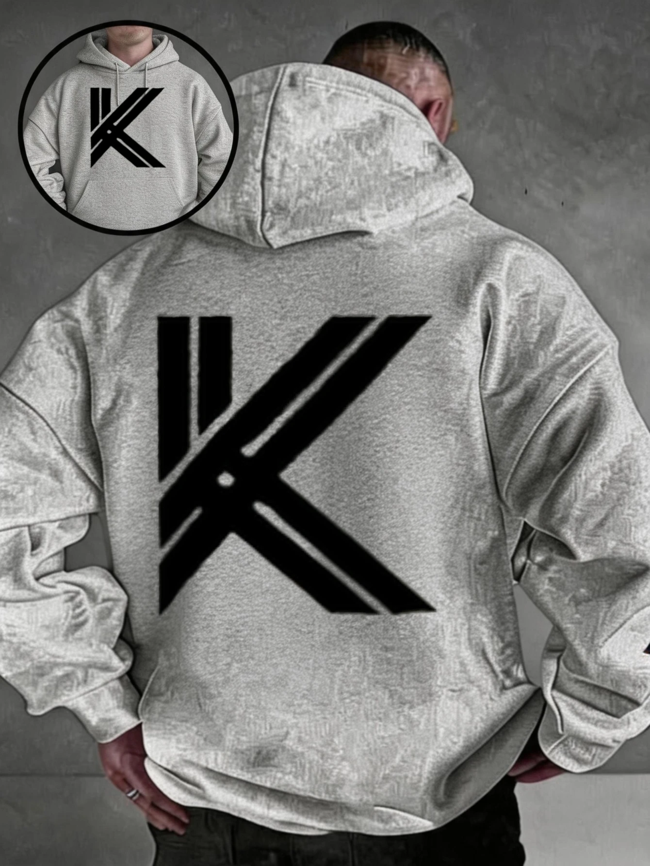 Oversized colorful hoodie, streetwear style, pullover design featuring a bold white 