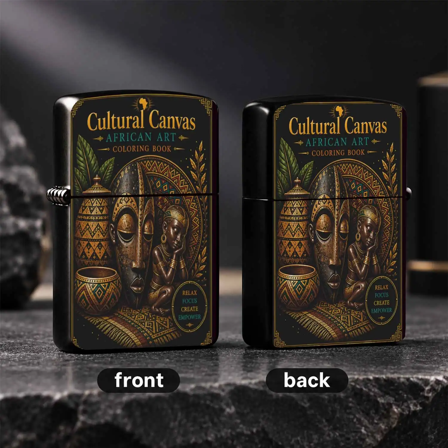 Cultural Canvas African Art Themed Lighter, Exotic Tribal Mask Pottery Pattern Decor, Portable Stylish Accessory For Daily Use Gifting Collection, Ideal For All Scenes To Help You Relaxand Create Unique Personalized Vib A Humorous And Inter