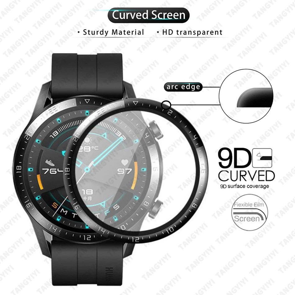 Tempered Glass For Huawei Watch GT3 GT2 Pro GT2 46MM 42MM GT3 Screen Protector Protective film 3D Curved Smart Watch Accessories