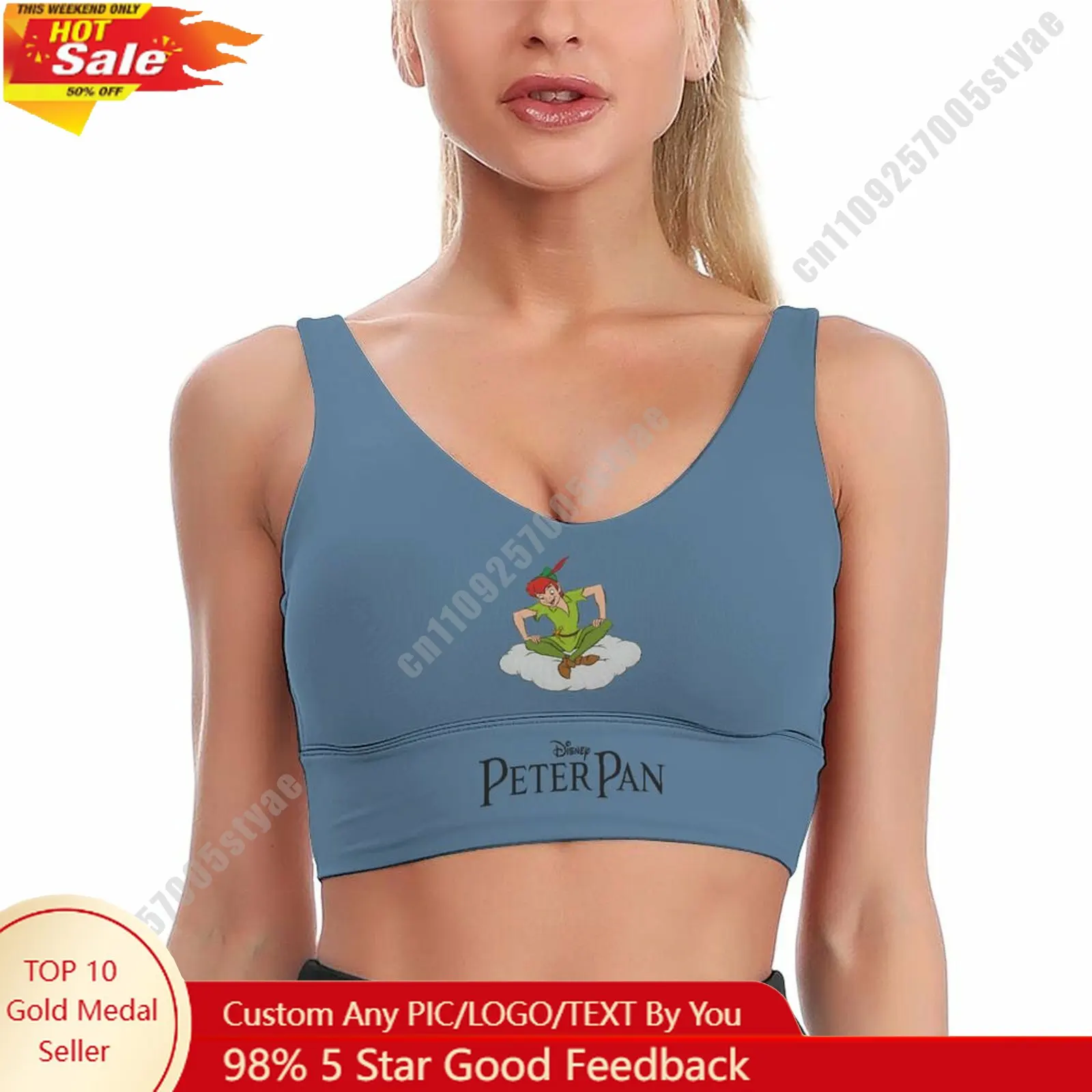 

Peter Pan Sports Bra Disney Character Custom Breathable Underwear Running Fitness Push Up Bra Fresh Fashionable Gifts