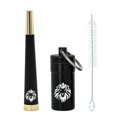 Garrafa pílula de metal com escova limpa, portátil Acessórios Fumar, Black Herb Pipe e Stash Kit Jar, Padrões personalizáveis, Novo