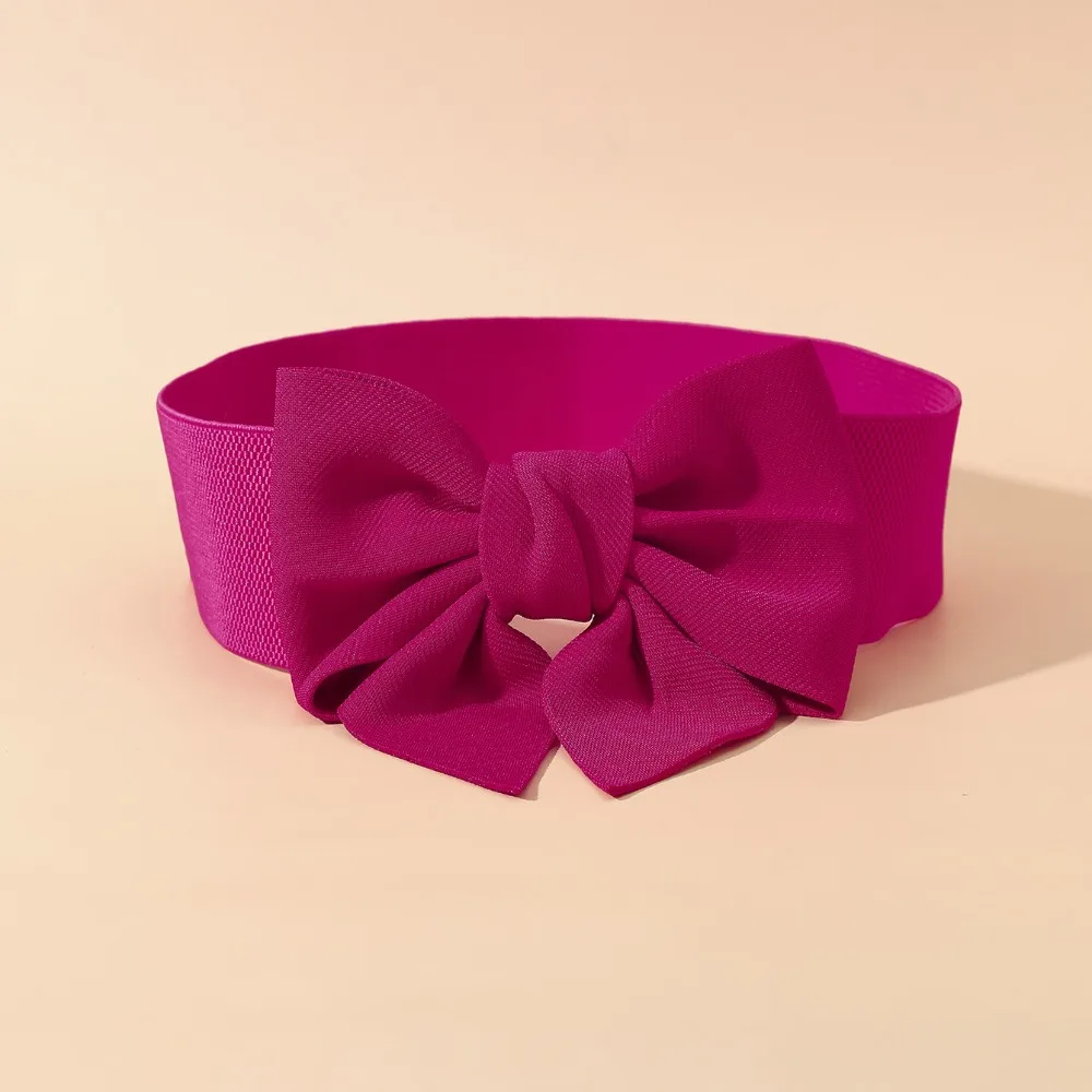 

Elegant Bowknot Waist Straps Wide Elastic Waistband Solid Color Adjustable Dress Belt For Dress Decorate Clothes Accessories