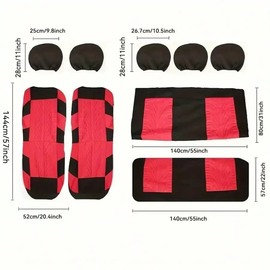 Full-Coverage, Stylish 5-Seater Car Seat Covers With Detailed Tire Tracking. Compatible With Most 5-Seater Models On The Market. Breathable Fabric.