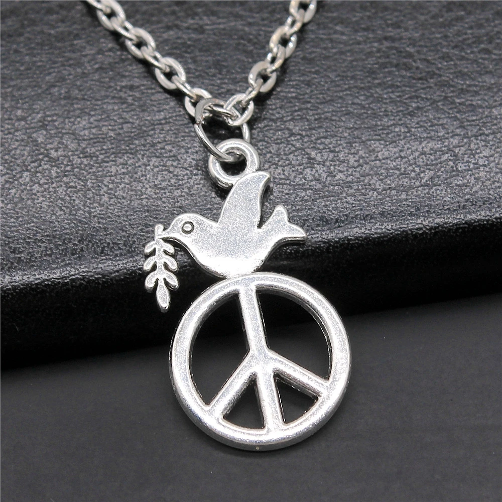 New Fashion Peace Symbol Pendants Necklace Jewelry Gift Peace Sign Peace Dove Necklace For Women