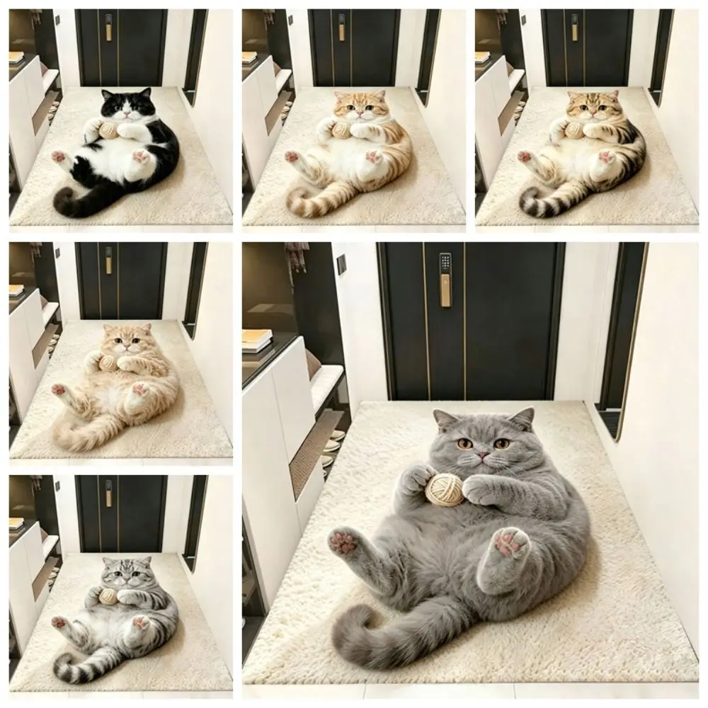 Soft 2D Cat Area Rug Pashmina Non-Slip Home Decor Carpet Easy to Clean Anti-fouling Cartoon Carpet Bedrooms