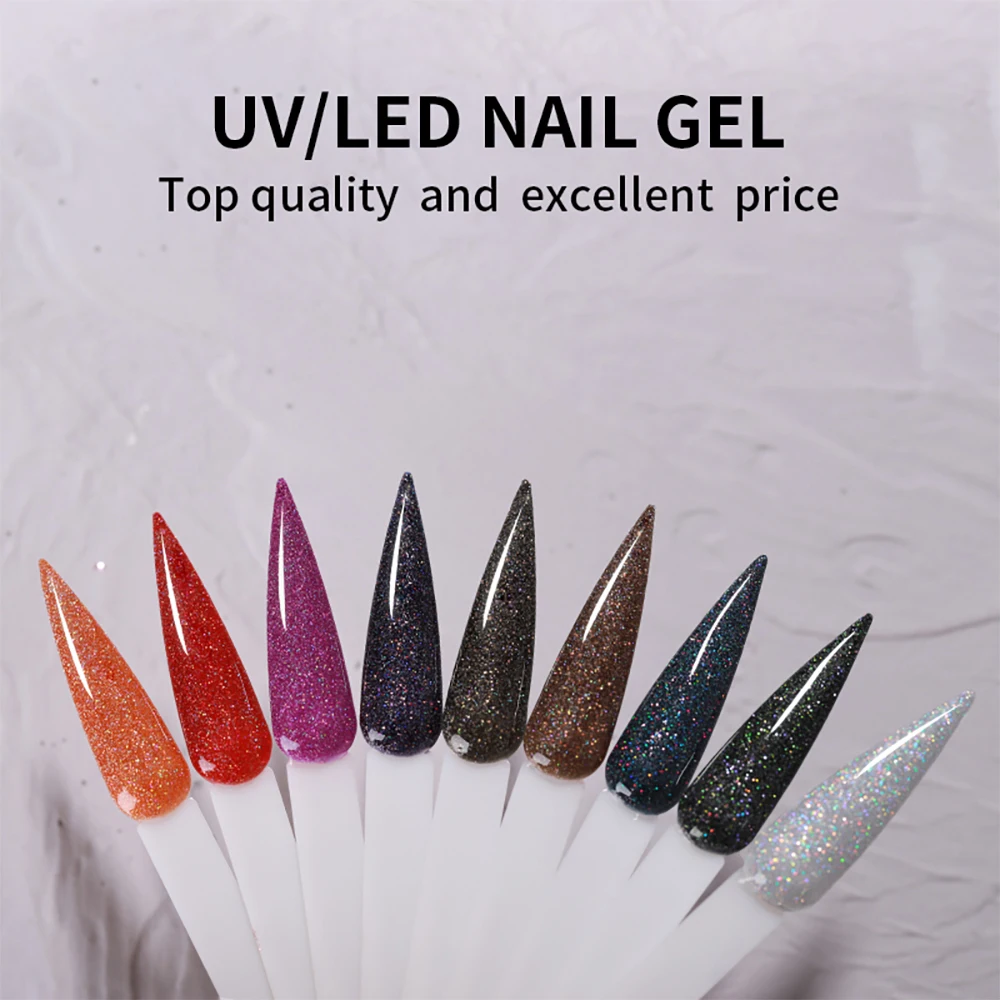 Vendeeni 9 Color/set Laser Sparkling Gel Nail Polish Soak Off UV LED Glitter Powder Gel Lacquer Nail Art Gel Varnish 15ml