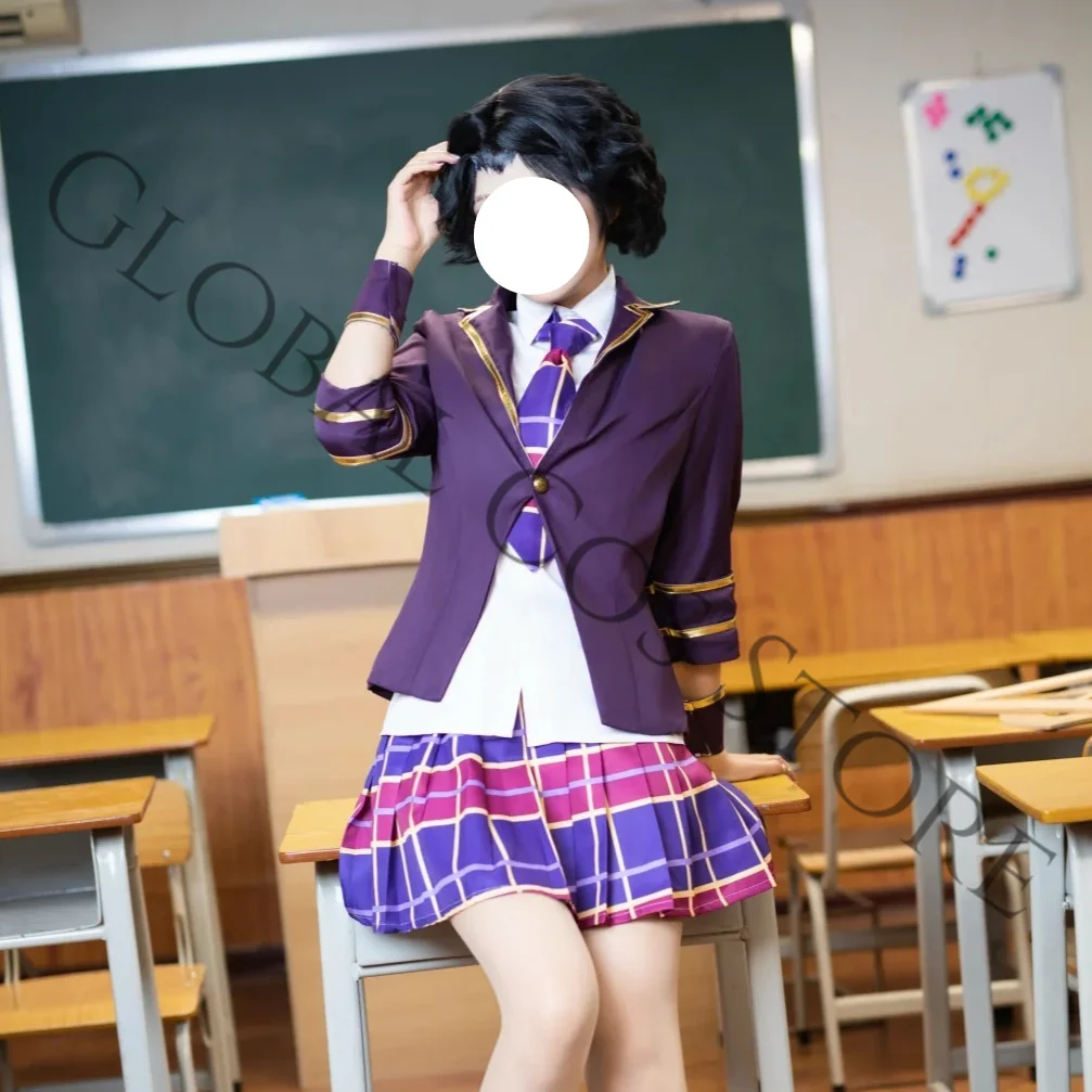Game Identity Ⅴ Margaretha Zelle Cosplay Academy School Uniform Costume Purple Blazer Dress Shirt Wig Set for Halloween Roleplay view 3