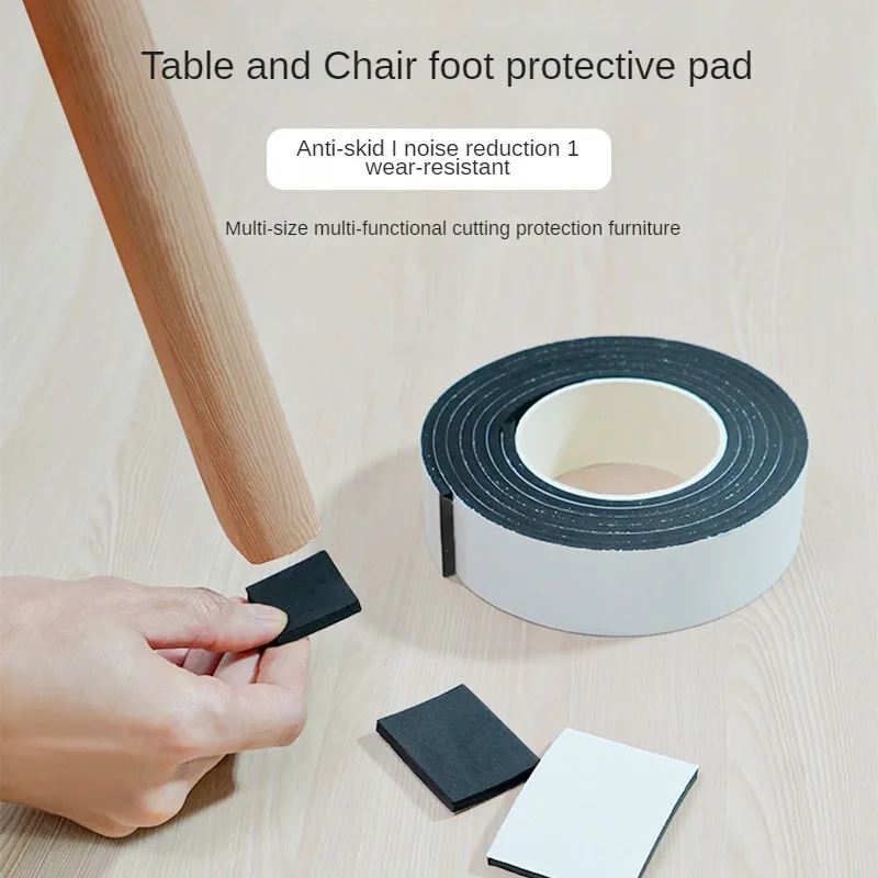 200cm/Roll Self-Adhesive Felt Furniture Leg Pad Anti-slip Mat Floor Protector Wear-resisting Table Chair Leg Sticky Back Bumper