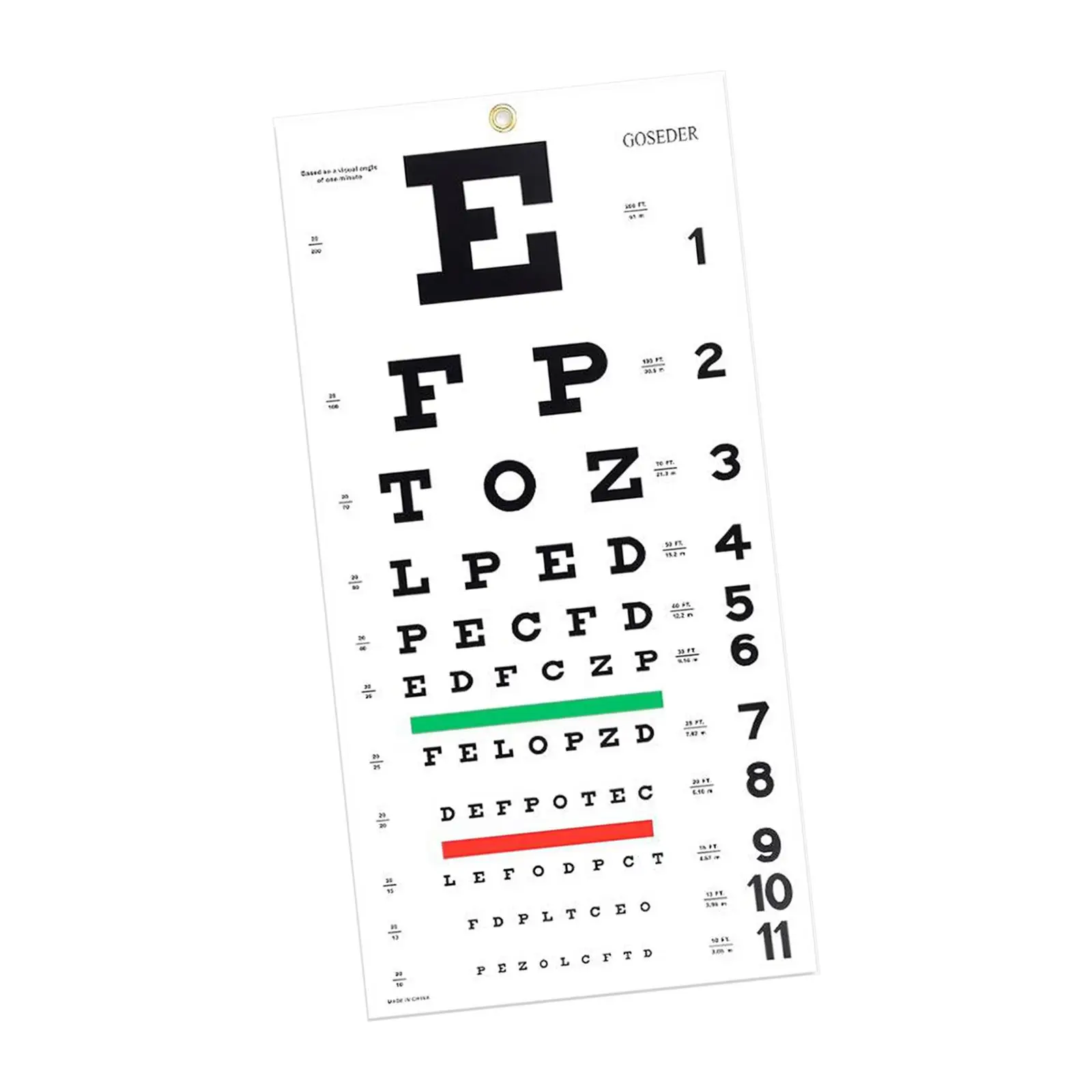 Eye Chart Wall Decor Wear Resistant Kids Gift Color Bars PVC No Fading Visual Acuity Chart Easy to Clean Eye Charts for Eye Exam