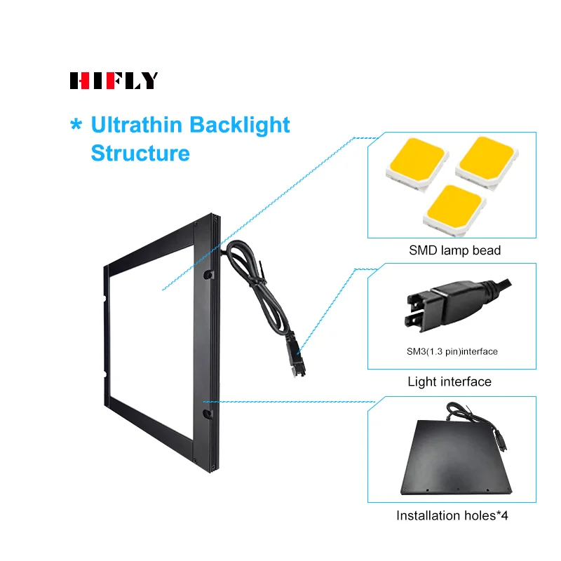 HIFLY 200*200 Ultrathin Diffuse Flat Back Light Illuminator Led Lights For Automated Inspection