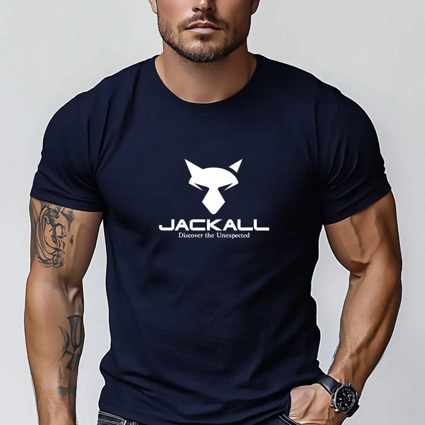 2026 Neues Unisex Outdoor-Sport-T-Shirt mit Jackall-Kopf-Logo und Slogan-Druck auf der Vorderseite, für Angler, lässiges Rundhals-T-Shirt – Detail 6