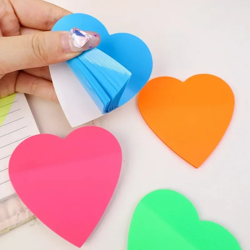 Transparent Heart Shaped Sticky Posted It Note Pads Self-Adhesive Memo Pad Planner Sticker Notepad for Students School Supplies