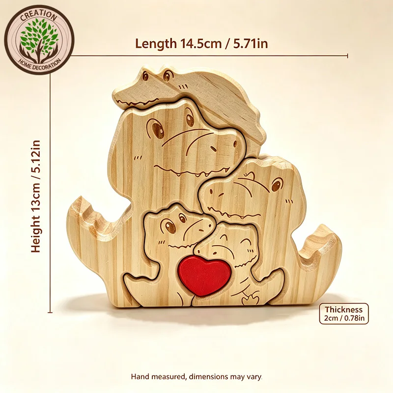 Personalized Custom Name Handcrafted Wooden Dinosaur Family Puzzle Laser Engraved Family Souvenir Desktop Ornament Keepsake Gift - view 6