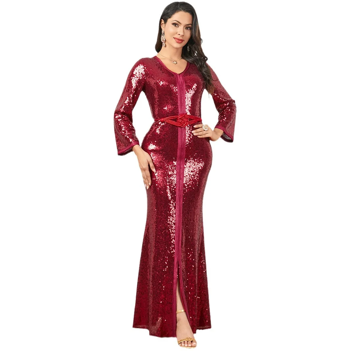 UNI – robe de soirée musulmane, vêtements islamiques, arabe, à paillettes, dubaï, de luxe, Abaya, élégante, perlée, nouvelle collection 2024