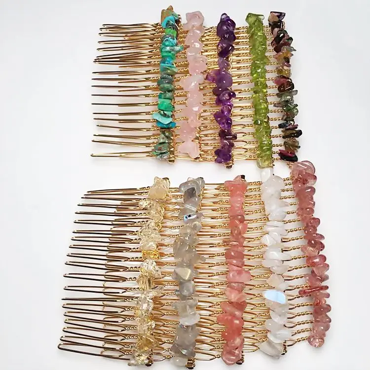 

amethyst tourmaline labradorite hair combs