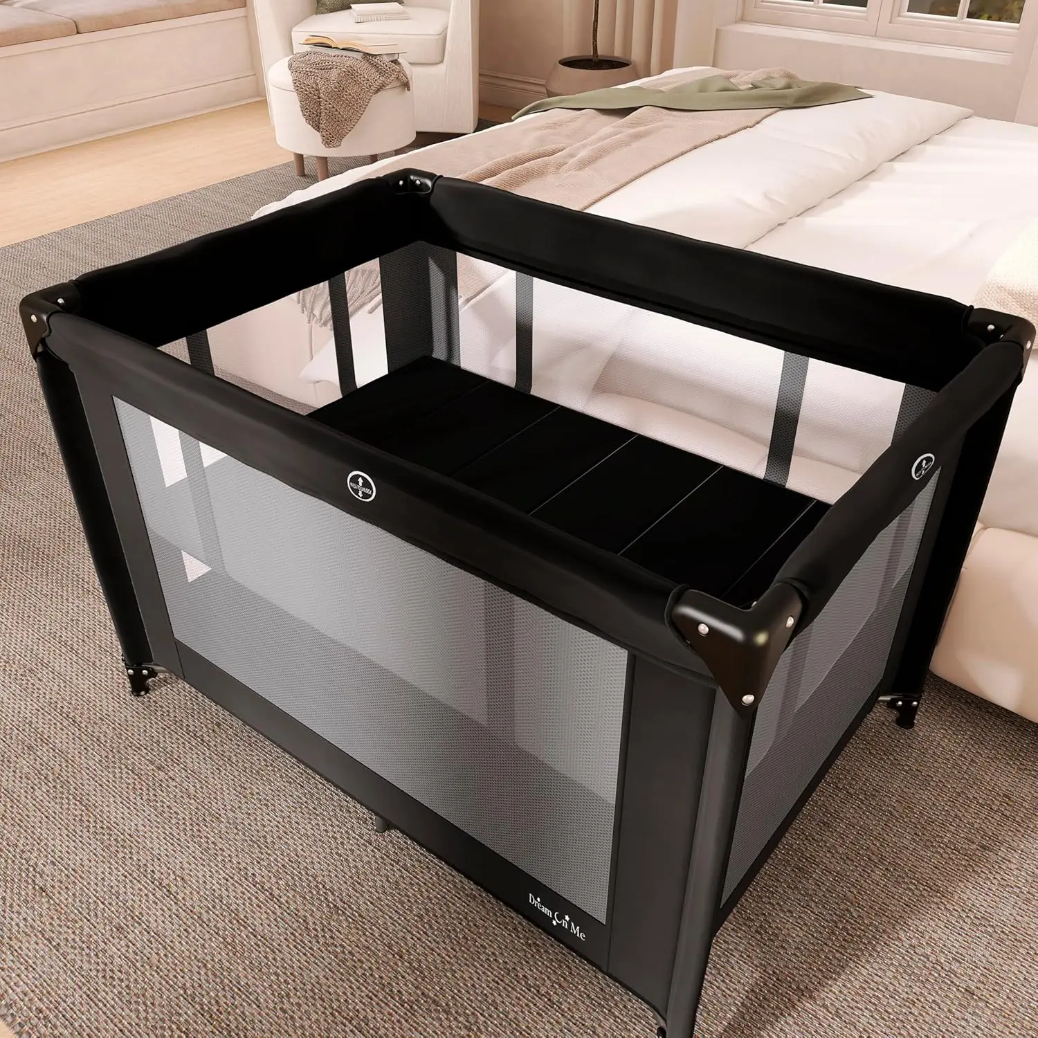 Parc de jeu portable avec couffin, sac de matelas de lit de voyage léger et facile à installer pour bébé