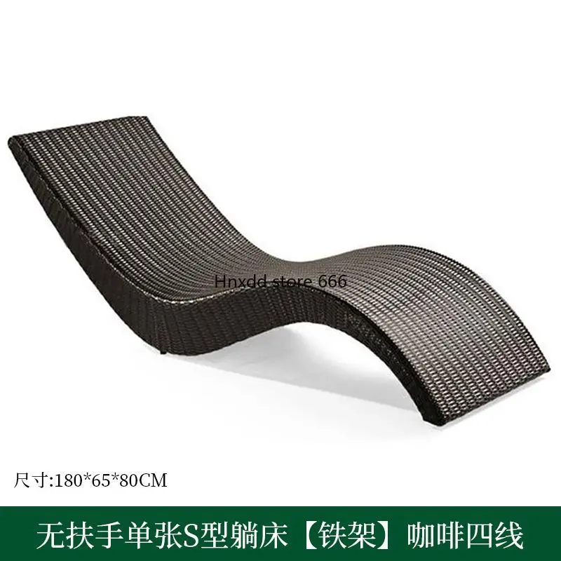 Outdoor Garden Rattan Bed Lunch Break Rattan Villa Swimming Pool Beach Lounger Waterproof S Bed