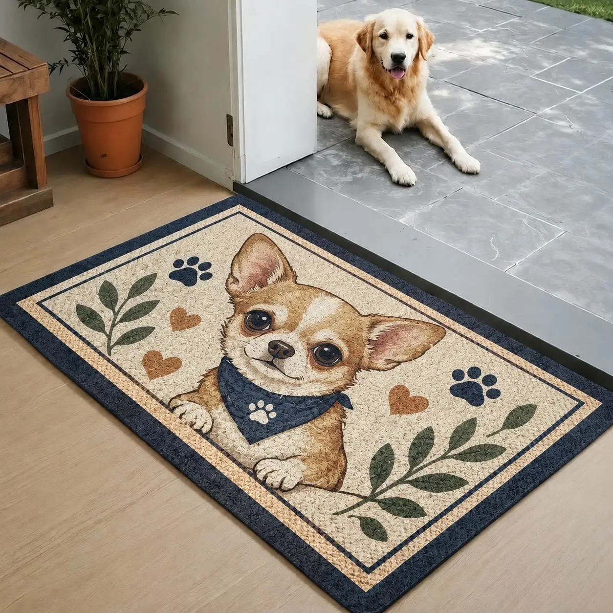 Diatom Mud Square Doorway Mat with Non-Slip Rubber Backing, Absorbent Floor Rug for Bathroom and Toilet