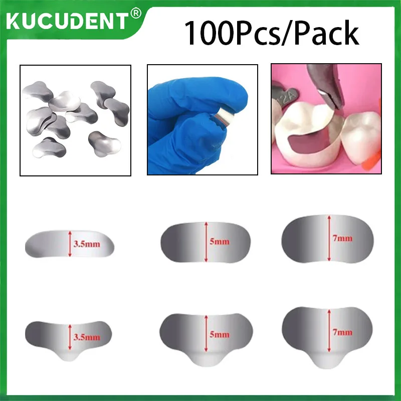 

100Pcs/Bag Dental Matrices Sectional Contoured Matrix Refill Stainless No Ledge/With Ledge Hardness Elasticiry Matrix Strips