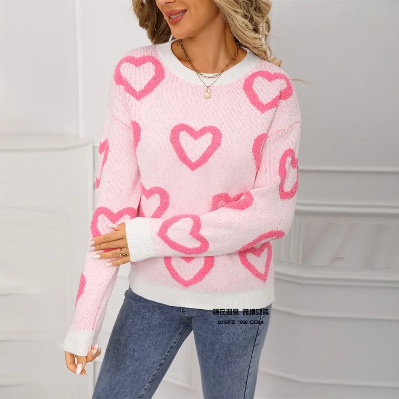 

Свитер, свободный женский пуловер с круглым вырезом, свитер контрастного цвета, пуловер, вязаный свитер