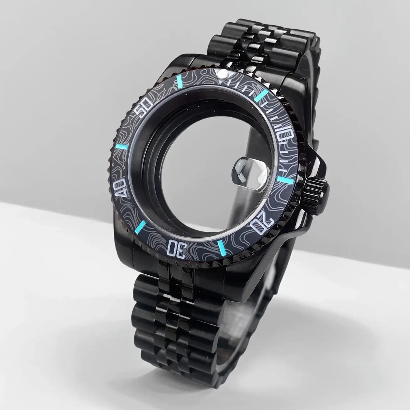 40mm sub/gmt nh35 caixa de relógio preto vidro safira 120 clicks 10atm caixa à prova dwaterproof água para seiko mod peças nh35 movimento 28.5mm dial