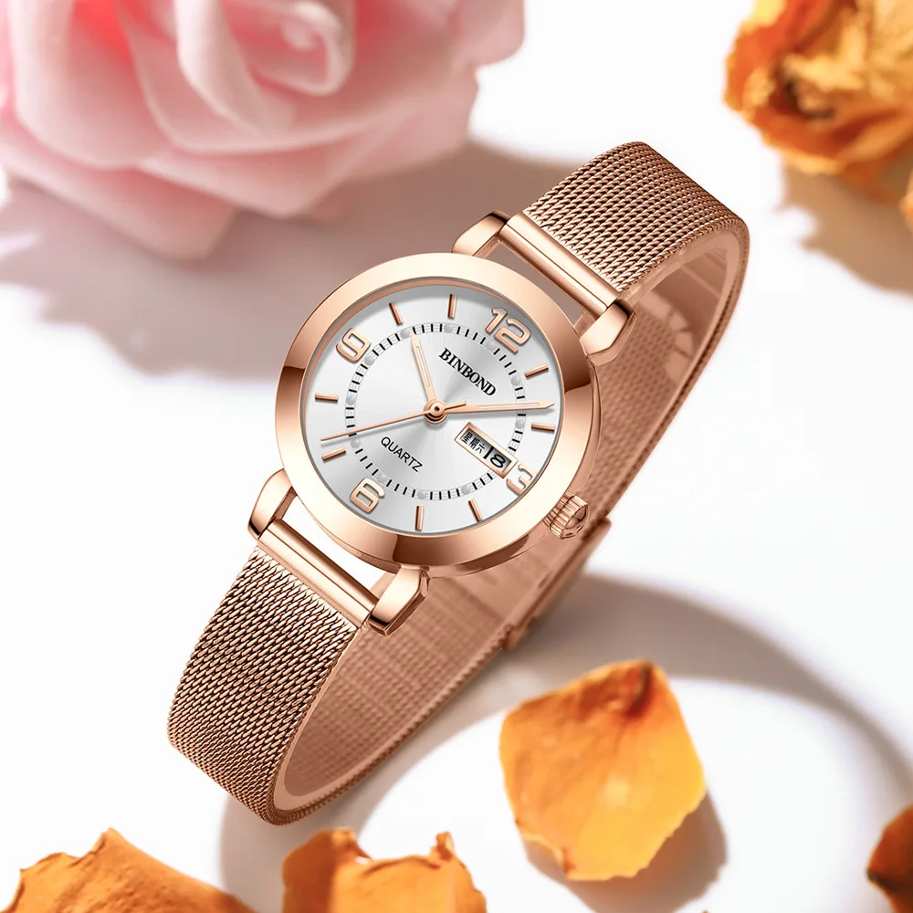 

Women Watches Stainless Steel Waterproof Quartz Wristwatch Luminous Day Date Display Female Clock Gold Fashion Dress Ladies Hour