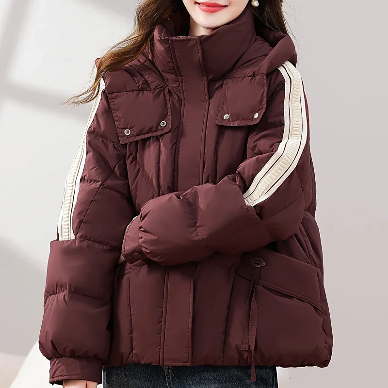 

Fashion Women Winter Coats Thick Warm Outerwears 2024 Loose Hooded Parkas Lady Jackets High Quality