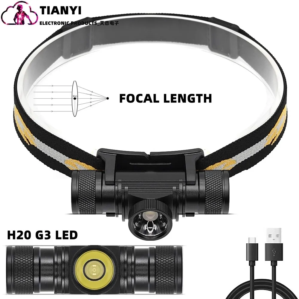 D20 Focus light super bright headlight Special headlight for outdoor lighting Convenient type c charging 18650 lithium battery