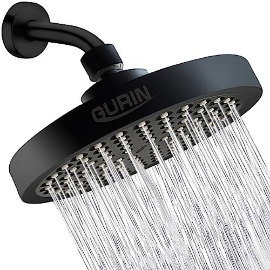 

Shower Head High Pressure Rain Shower Head - 6 Inch Luxury Design with Adjustable Angles Anti-Clogging Silicone Nozzles Easy 1-