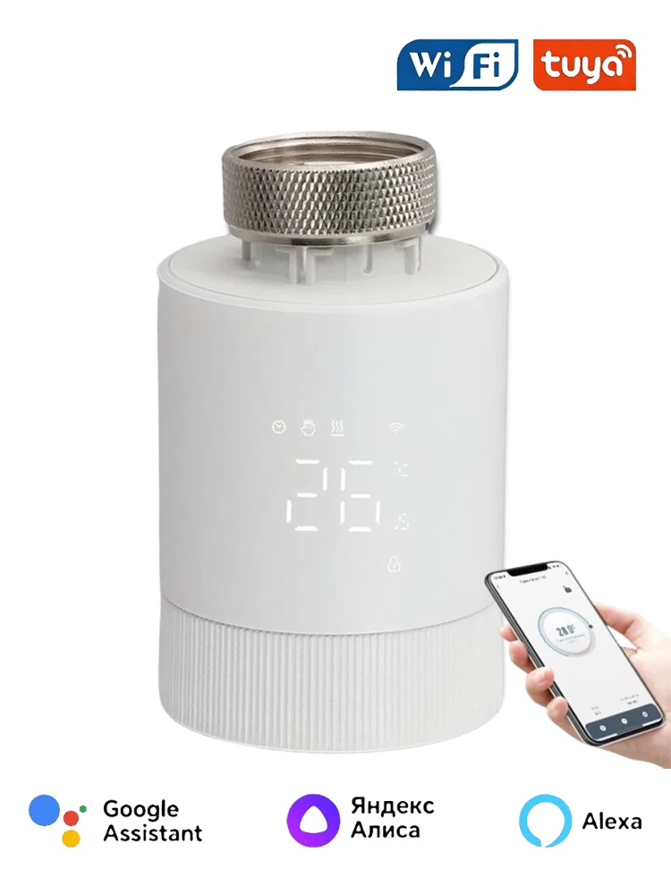 RKHK Tuya WiFi Inteligentny Termostat, Termostatyczny Zawór Grzejnikowy TRV, Regulator Temperatury Kompatybilny z Alexa, Google Home i Alice — 2