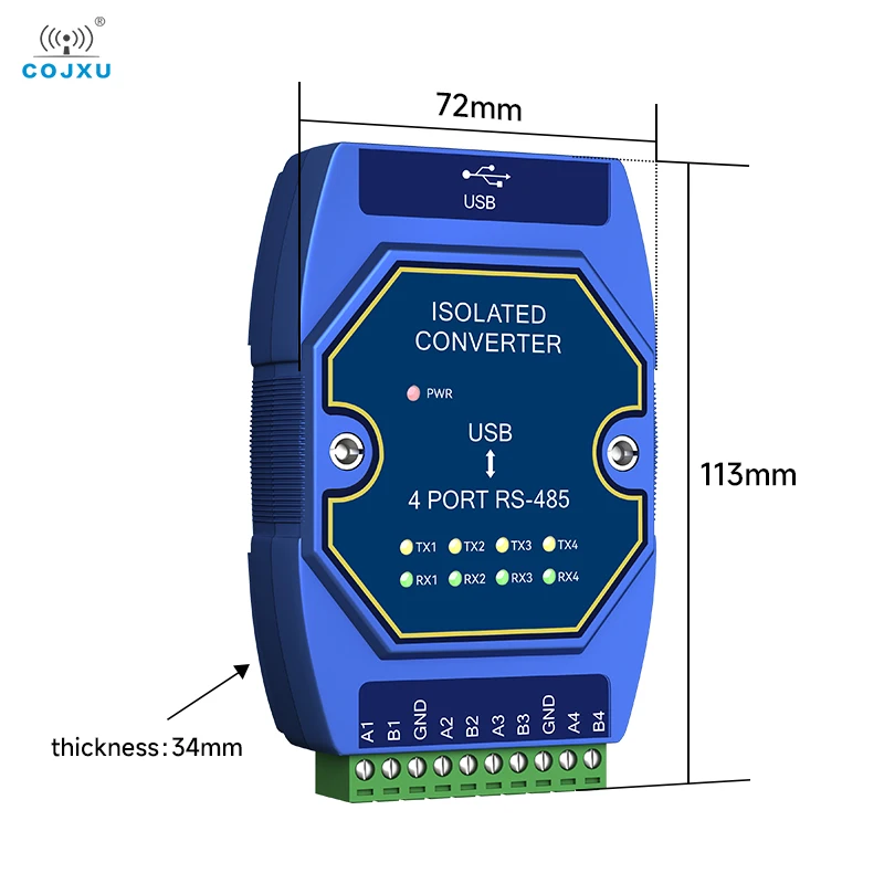 4 Serial Ports Converter COJXU E810-U41 USB to RS-485 Serial Port USB-C High Protection 12M Rate Isolation Industrial Grade