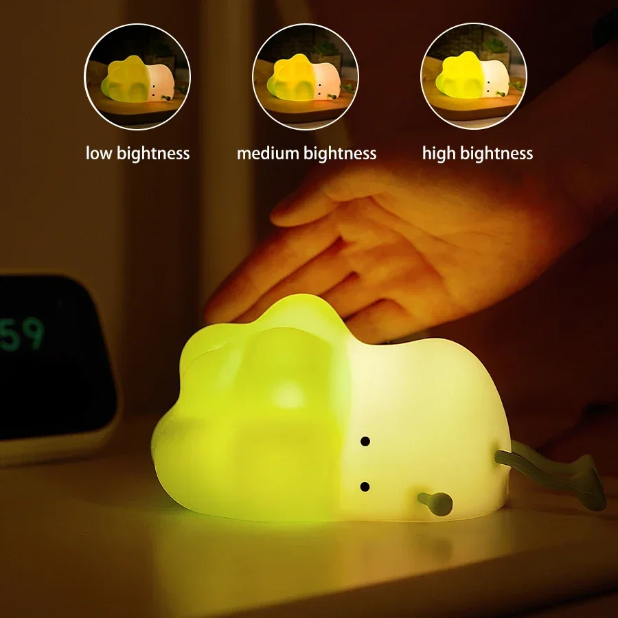 Cute Cabbage Night Light LED Rechargeable Night Light USB Cartoon Touch Lamp for Children Bedroom Decoration Birthday Gift