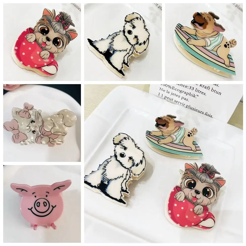 

Креативная уксусная кислота, ацетат, заколка для волос в виде животных, коготь, кошка, мультяшная собака, заколка для волос, головной убор, заколка в виде свиньи и акулы для девочек