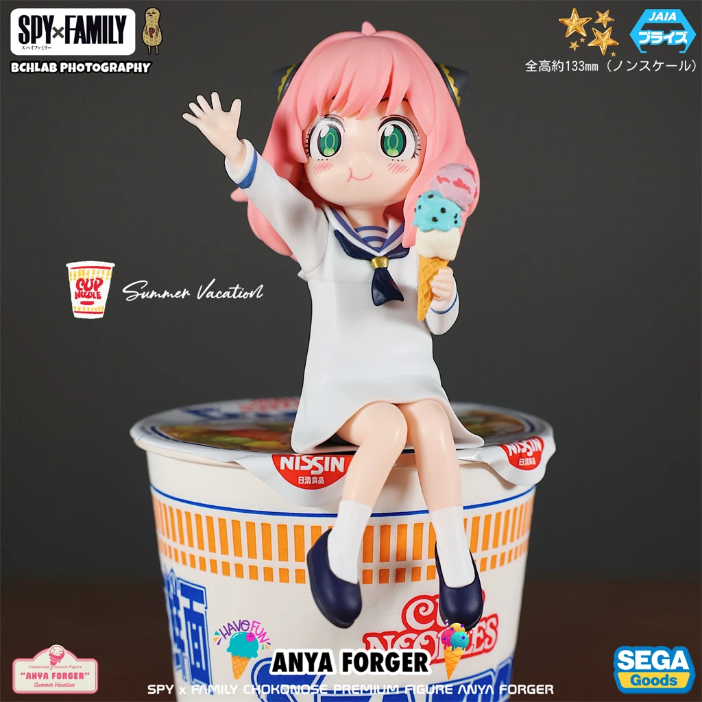 مجسم الرسوم المتحركة SEGA Spy X Family - Anya Forger Noodle Stopper Holiday Ice Cream Ver. هدية لطيفة لتزيين المكتب قابلة للجمع في المخزون