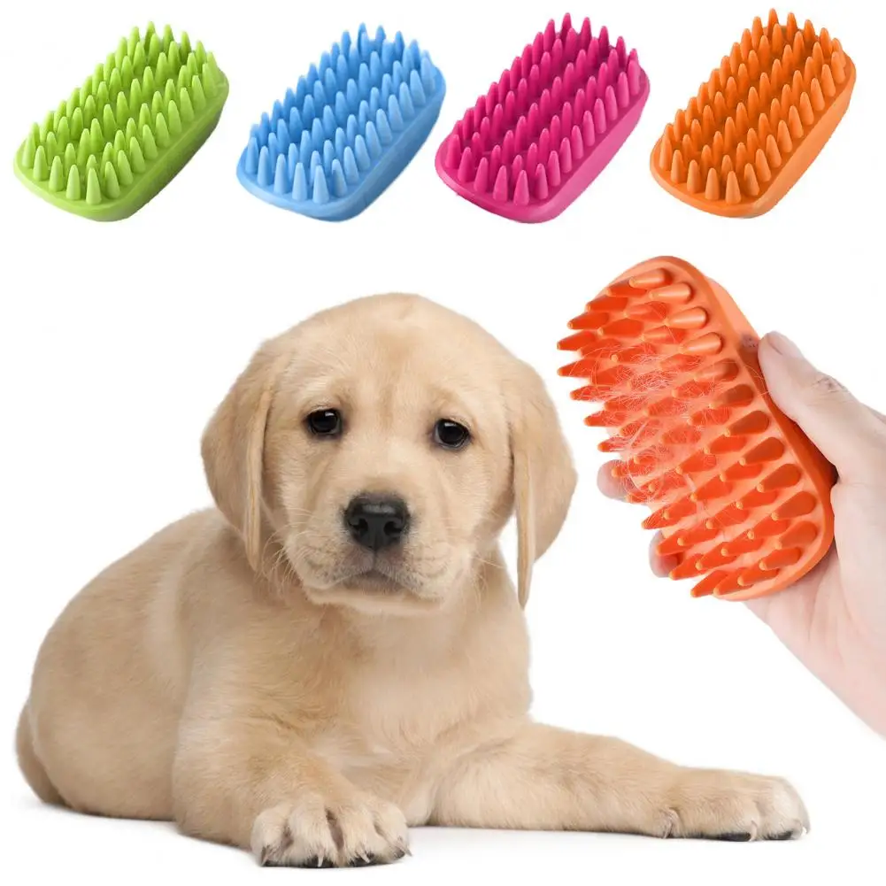 Pet Bath Brush Soothing Cat Massage Brush Dog Hair Removal Brush Grooming Tool Pet Supplies Rubber Comb For Shower Scrubbing