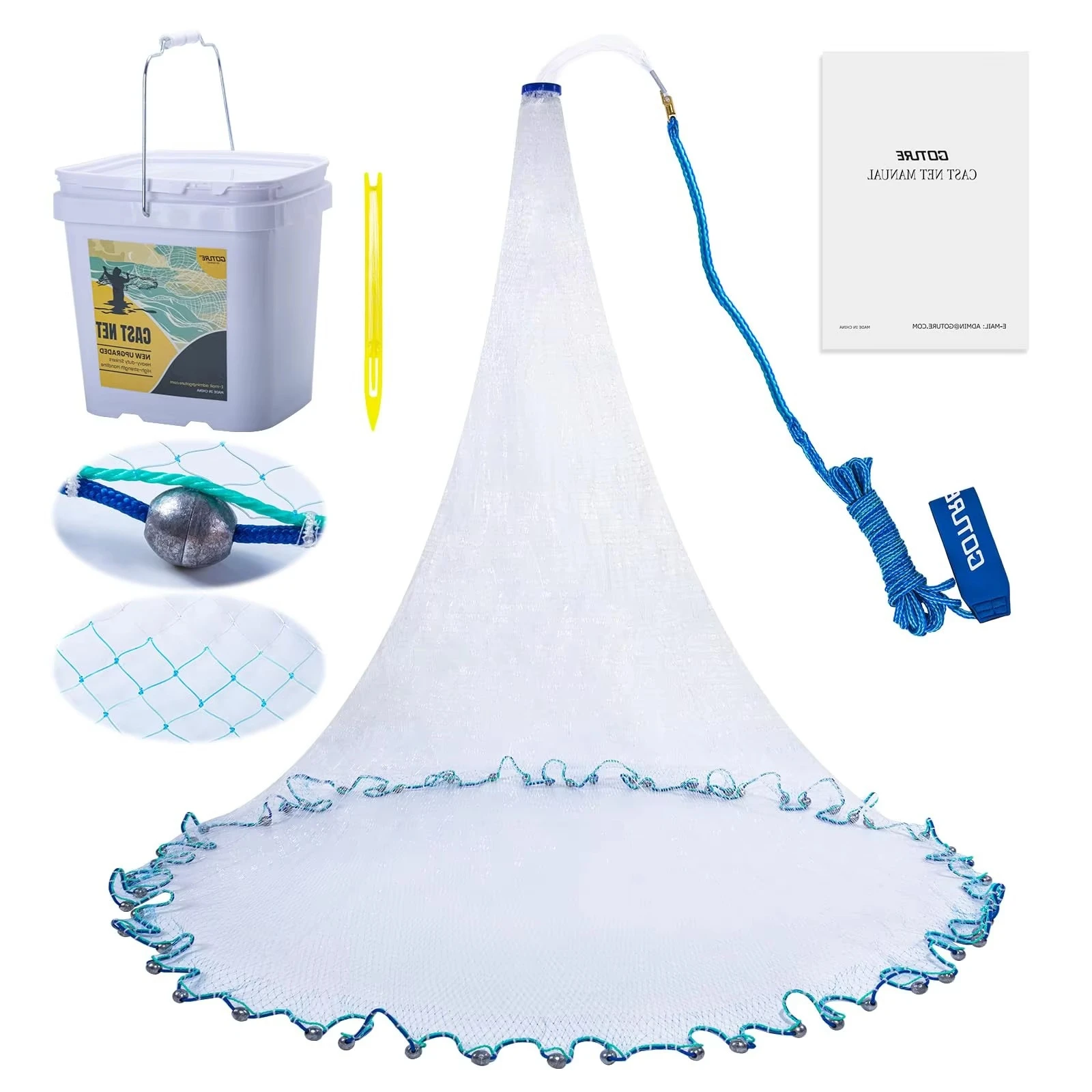 

Американская рыболовная литая сеть Goture длиной 3–12 футов, с ведром, сеть сетчатого размера 3/8 дюйма для приманки, рыбы, креветок, ловушки для морской пресной воды