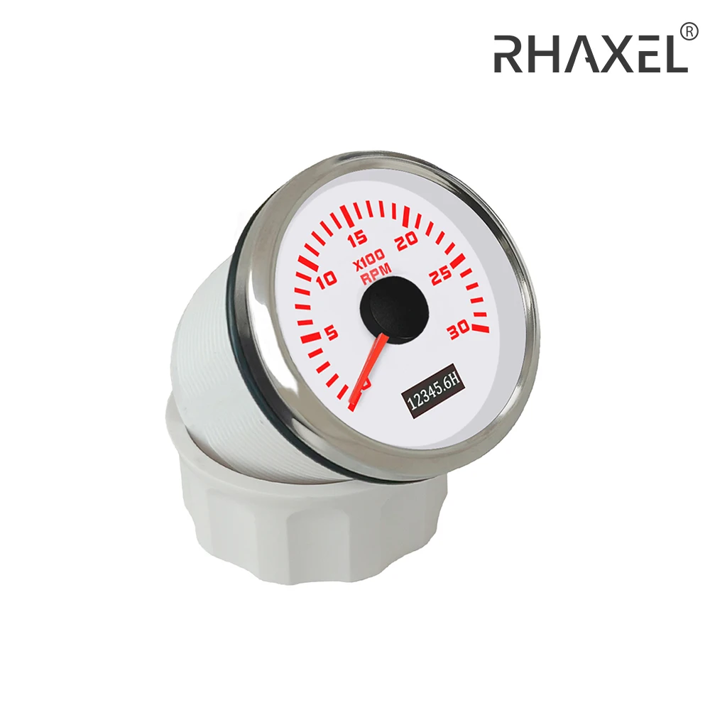

RHAXEL 2" Engine Tachometer 8000 RPM Meter with Hourmeter for Auto Car Boat RV with Red Backlight 12V 24V