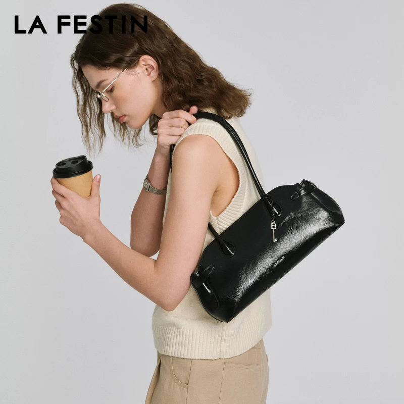 LA FESTIN, оригинальная женская сумка, новинка 2023 года, кожаная сумка, модная сумка для боулинга, сумка на плечо, женская сумка-багет, высококачественная сумка