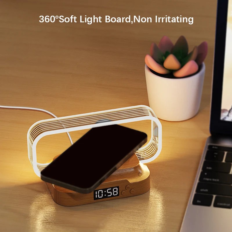 Shenzhi Tech WR06 LED Table Lamp with Digital Clock, Wireless