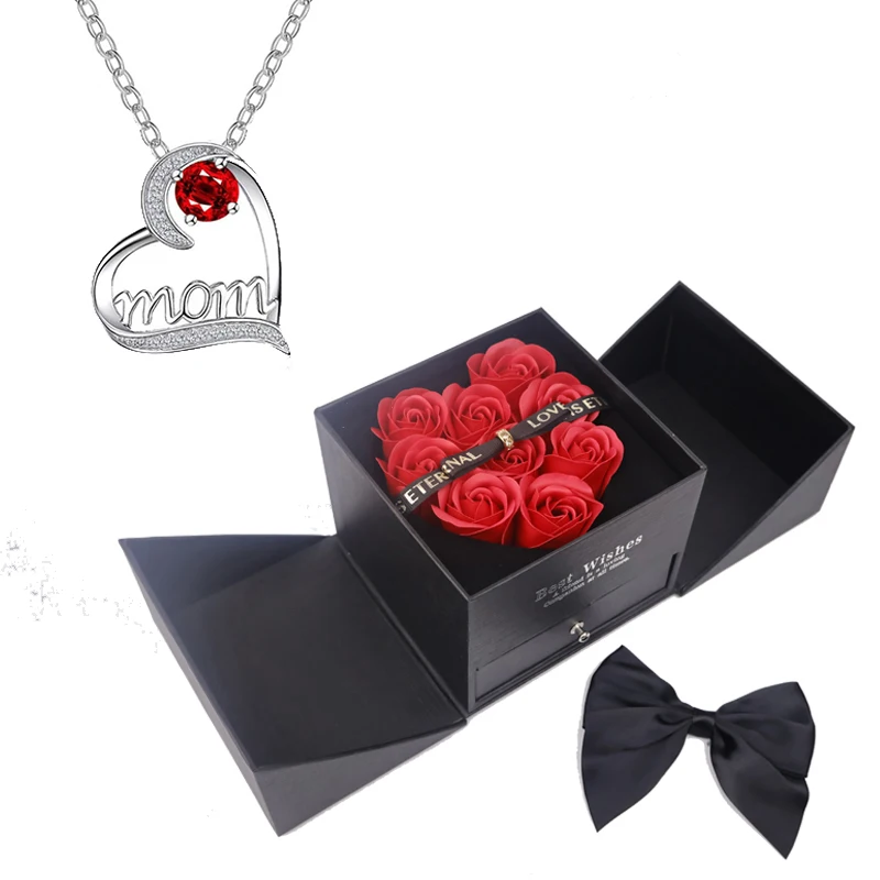 

Pendant Necklace WithLove Rose Bow Gift Box For Mother's Day 2025 New Luxury Romantic Wedding Jewelry