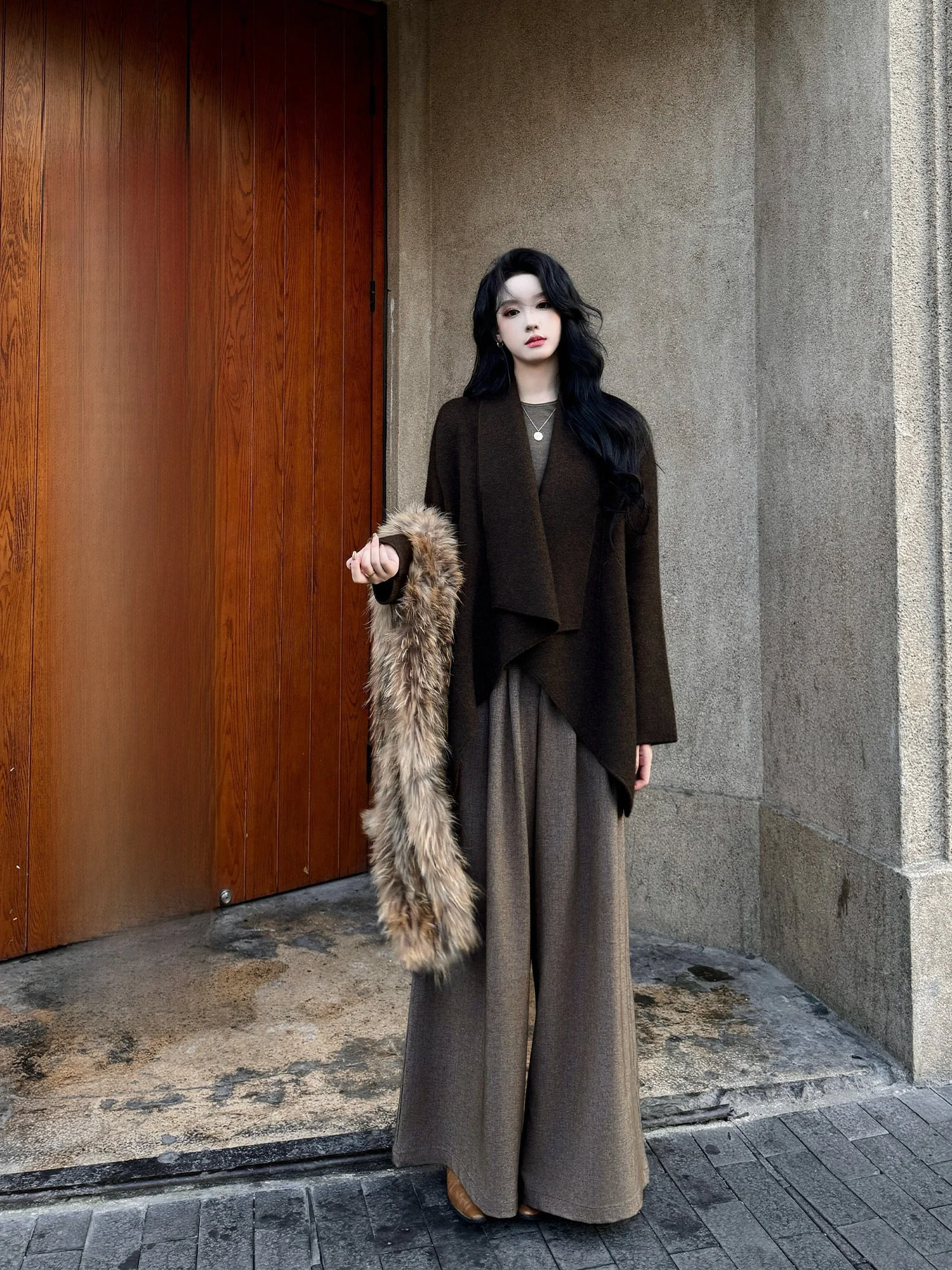 

Loose Straight Leg Trousers for Women Casual Wide Leg Suit Pants Autumn Winter New Arrival Comfortable Breathable Nylon Fabric