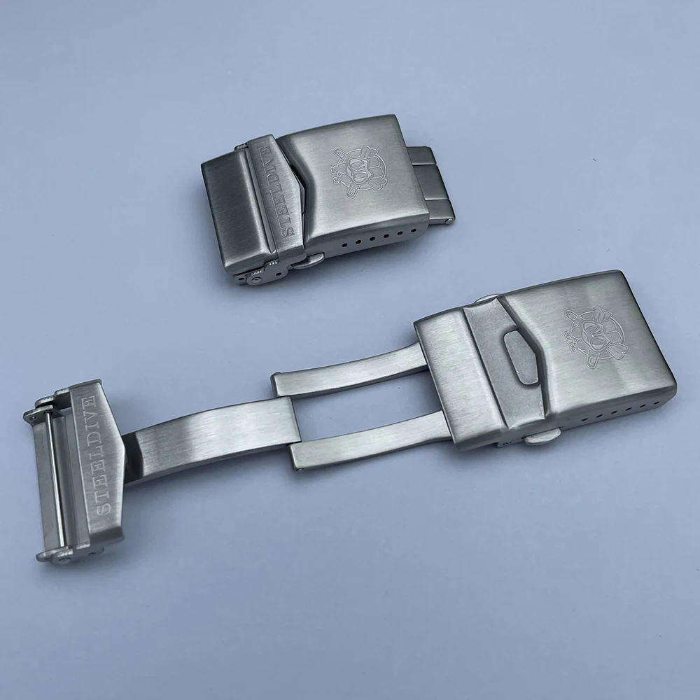 Imagem -04 - Steeldive-ver Band Milled Buckle Ver Strap Clasp Double Lock Button Aço Inoxidável 18 mm 22 mm