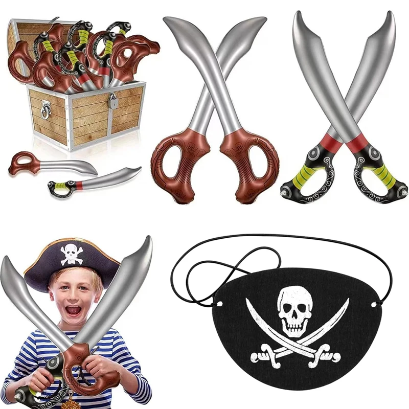 2pcs Inflatable Pirate Knife Weapons Pirate Sword Toys for Kids Party Boys Cosplay Toys Swords Stage Prop Party Supplies