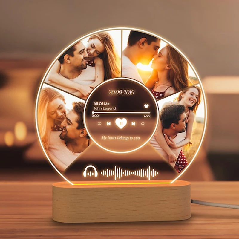 

Personalized Spotify Song Plaque with Photo Birthday Valentine Gift Custom Acrylic Music Board Couples Gift with Code and Text