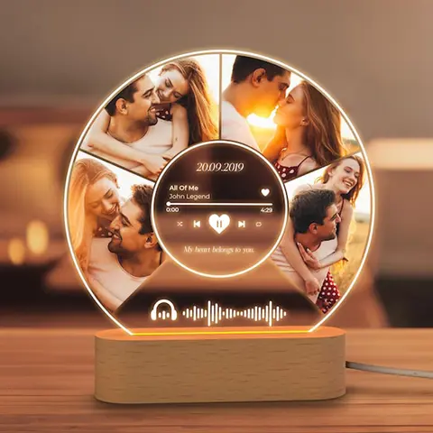 Personalized Spotify Song Plaque with Photo Birthday Valentine Gift Custom Acrylic Music Board Couples Gift with Code and Text