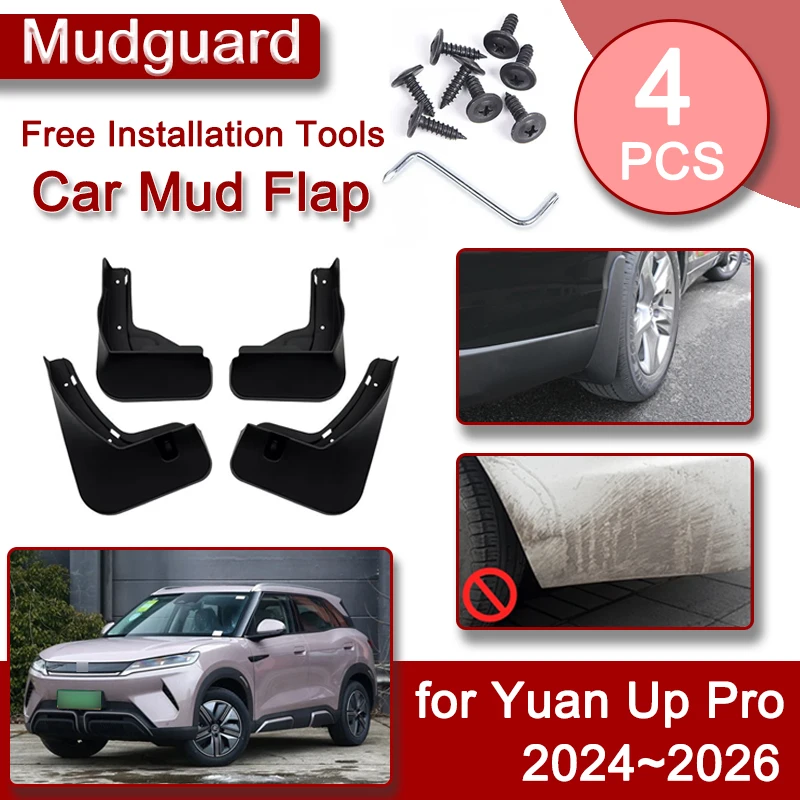 Mudguard For BYD Yuan Up Pro 2024 2025 2026 Accessories  4pcs ABS Front Splash Mudflap Fender Flares Guards Wheel Exterior Parts