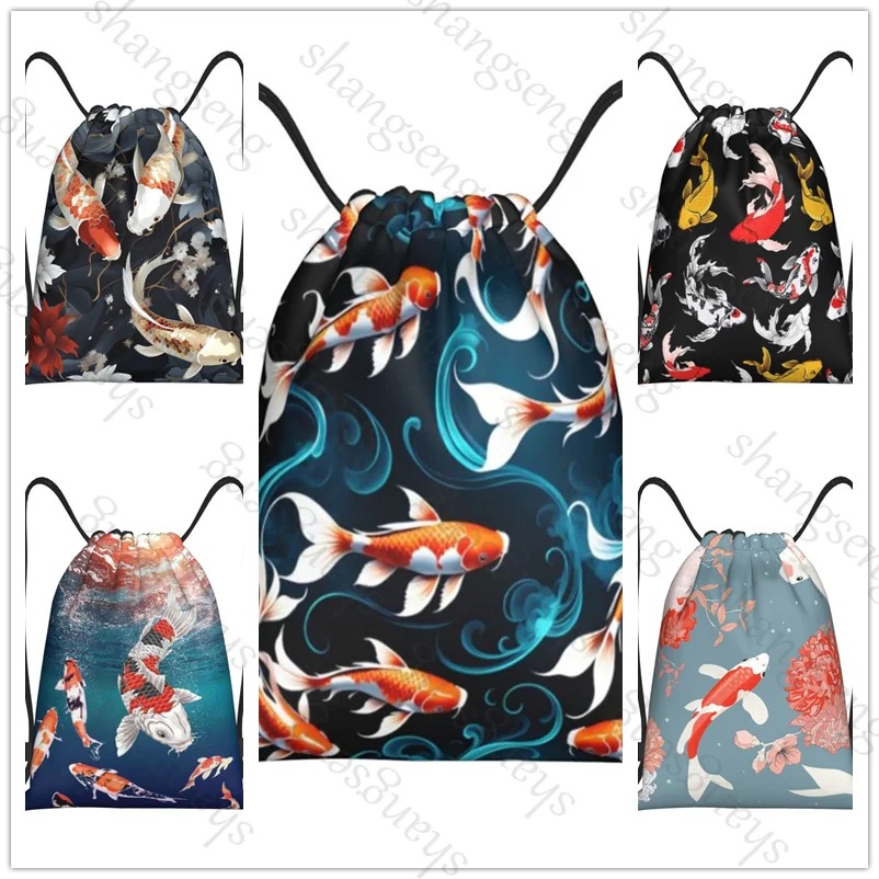 

Koi fish animal Bicycle backpack, gym drawstring shoe bag, multifunctional sports bag, beach travel backpack kids gift