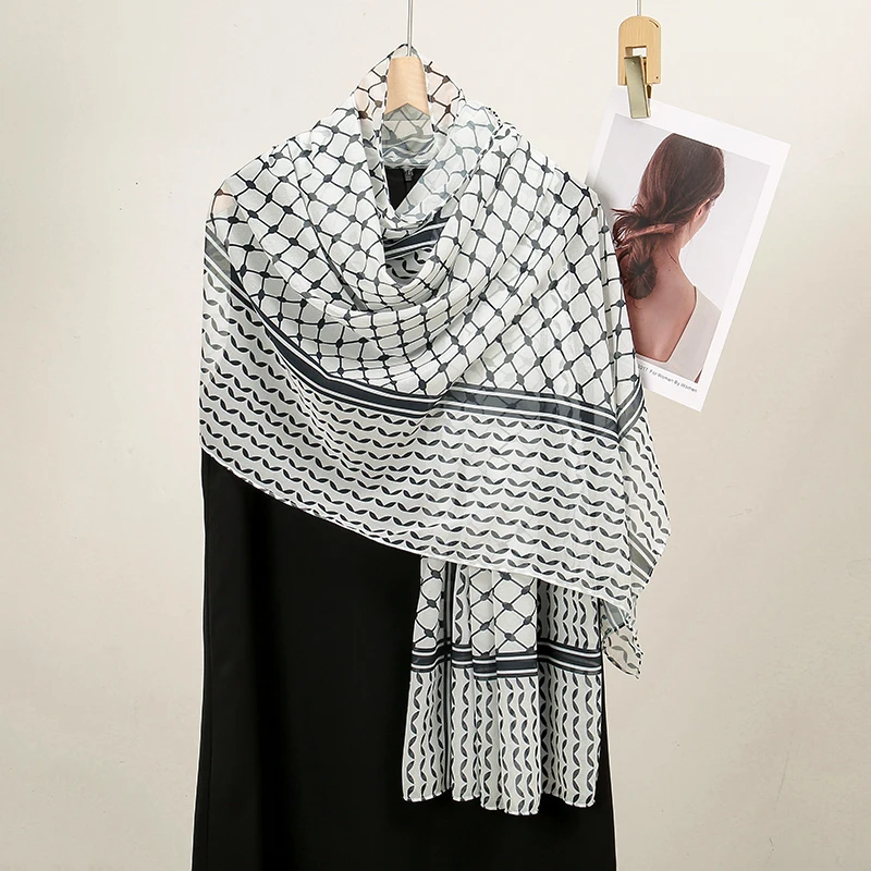 2024 Women Scarf Plaid Print Hijab Soft Shawls and Wraps Female Foulard Designer Pashmina Bandana Muslim Headscarf